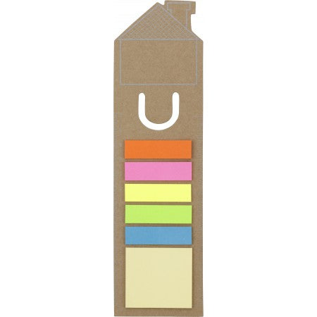 House shaped bookmark and sticky notes., brown