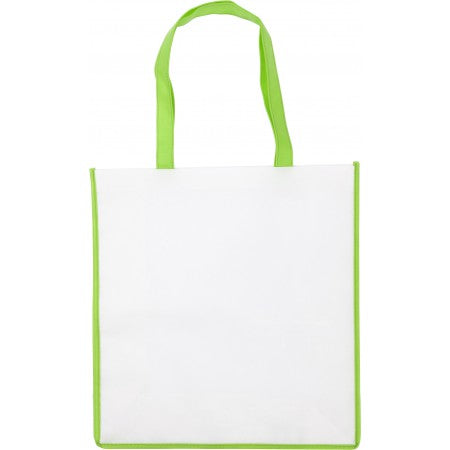 Nonwoven bag with coloured trim., lime
