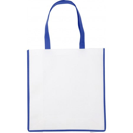 Nonwoven bag with coloured trim., cobalt blue