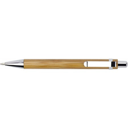 Bamboo ballpen with blue ink., brown