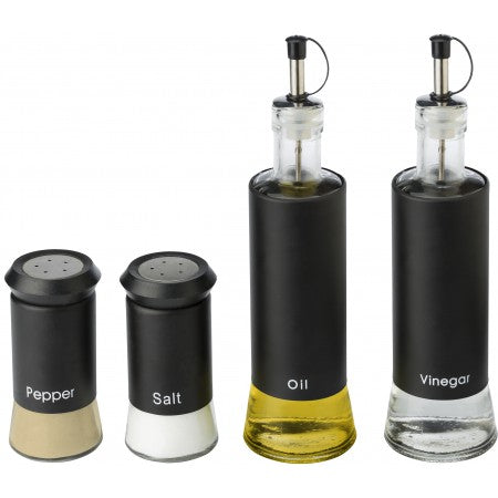 Glass oil / vinegar and salt / pepper set, black