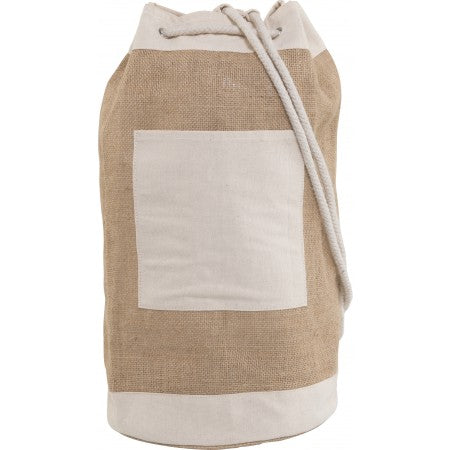 Jute duffel bag with metal eyelets, brown