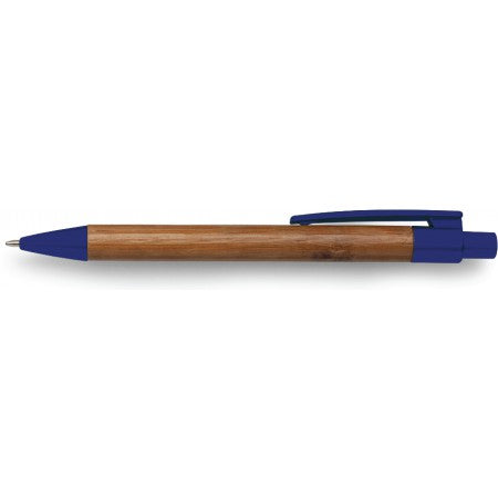 Ballpen with bamboo barrel, blue