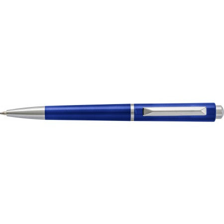 Plastic ballpen with silver coloured tip, blue
