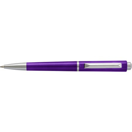 Plastic ballpen with silver coloured tip, purple