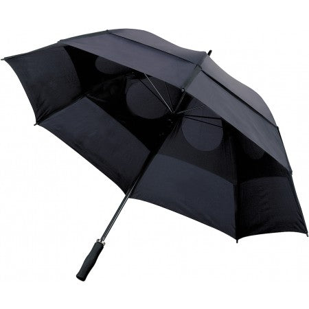 Storm-proof vented umbrella, black