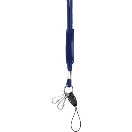 Lanyard with sliding PVC badge, blue