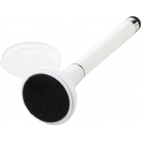 Ballpen with tip for all capacitive screens and a screen cleaner., white