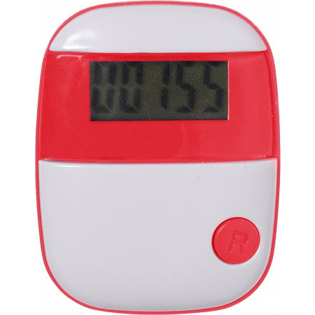 Plastic pedometer with a step counter., red