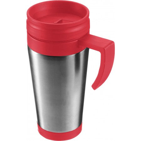 Stainless steel travel mug (420ml), red