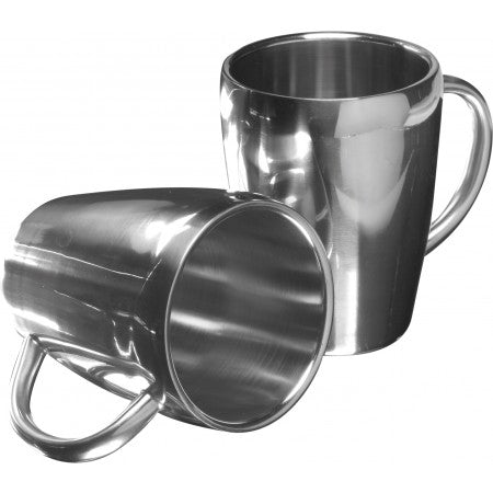 Set of two steel mugs (200ml), silver