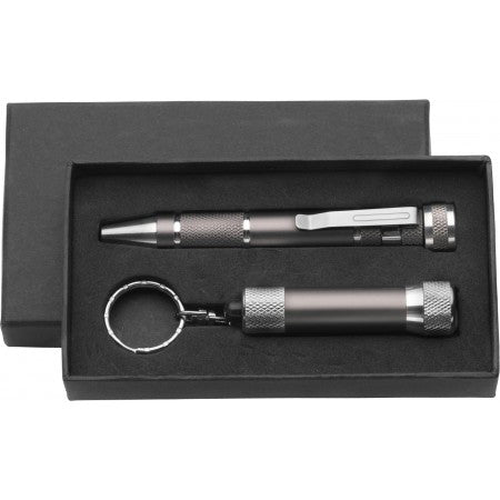 Pen shaped screwdriver/torch, grey