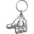 Key holder with a thumbs up push button LED light., silver