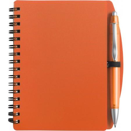 A6 Wire bound notebook and ballpen, orange - BRANIO
