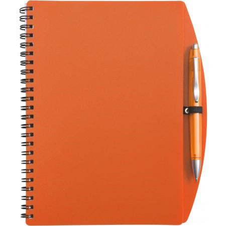 A5 Wire bound notebook and ballpen, orange - BRANIO