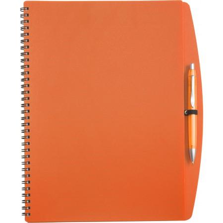 A4 Wire bound notebook and ballpen, orange - BRANIO