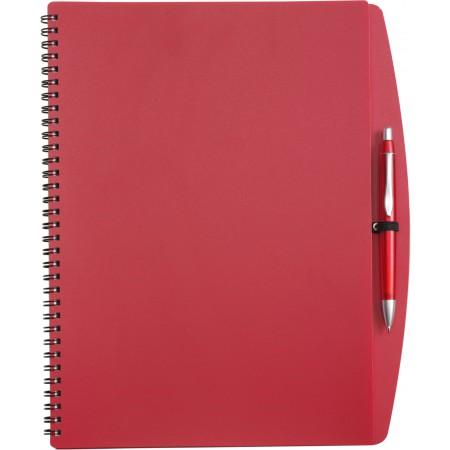 A4 Wire bound notebook and ballpen, red - BRANIO