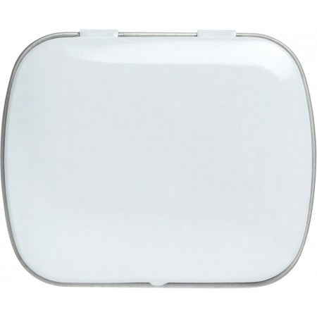 Tin case with sugar free mints, white