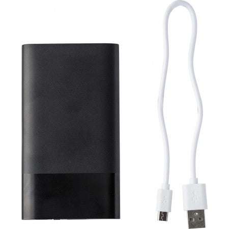 Aluminium power bank, with a capacity of 5000mAh, black