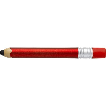Plastic ballpen in the shape of a pencil., red