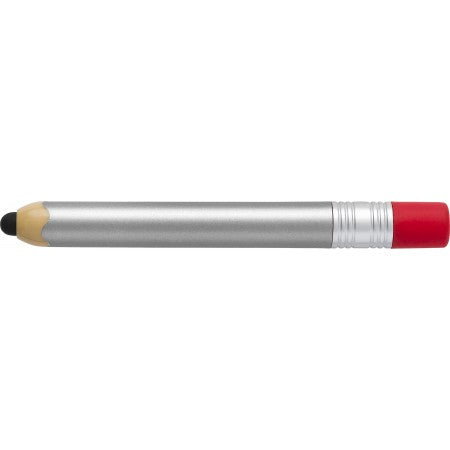 Plastic ballpen in the shape of a pencil., silver