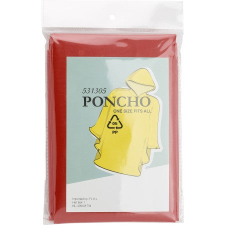 PEVA poncho (approx. 100x120cm)., red