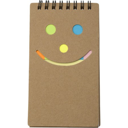 Notebook with sticky notes., brown