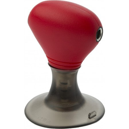 Phone stand/earphone splitter., red