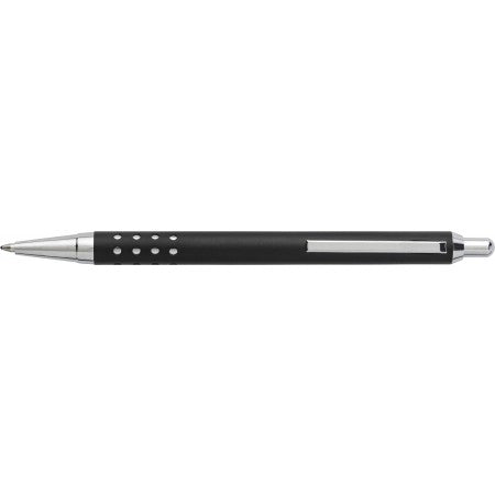 Aluminium ballpen with shiny chromed plastic pusher, black