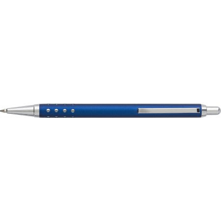 Aluminium ballpen with shiny chromed plastic pusher, blue