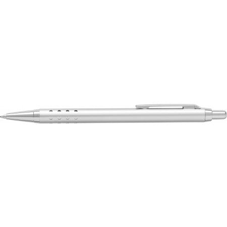Aluminium ballpen with shiny chromed plastic pusher, silver