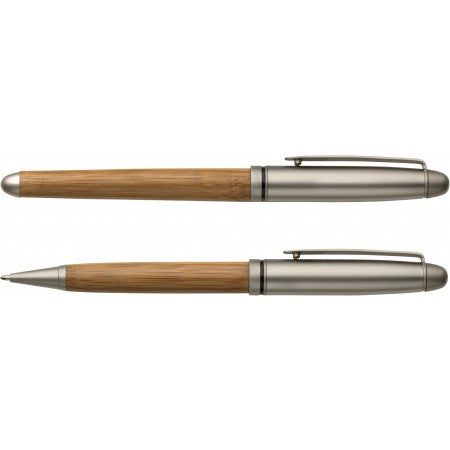 Bamboo ballpen and rollerpen, brown