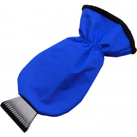 Ice scraper, polyester glove, cobalt blue