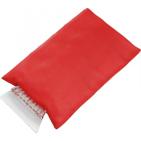 Ice scraper in nylon glove, red