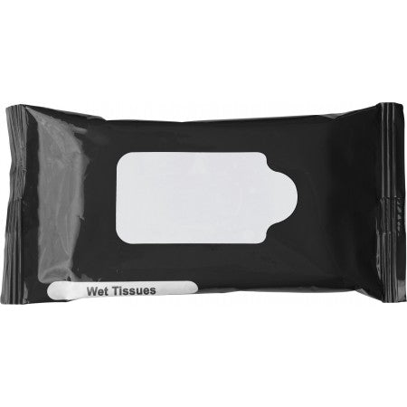 Bag with 10 wet tissues., black
