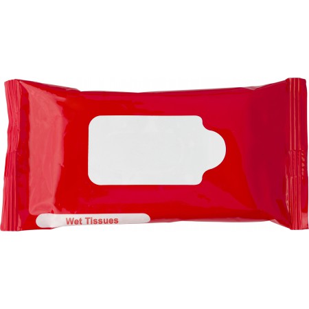 Bag with 10 wet tissues., red