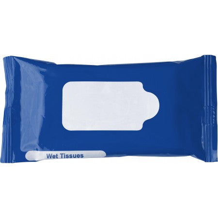 Bag with 10 wet tissues., cobalt blue
