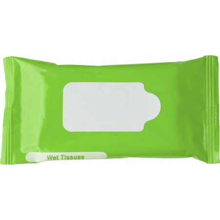 Bag with 10 wet tissues., light green
