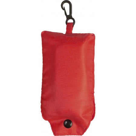 Foldable polyester (190T) carrying/shopping bag, red