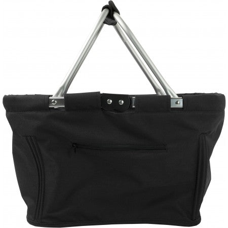 Foldable polyester (600D) shopping bag, black