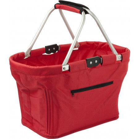 Foldable polyester (600D) shopping bag, red
