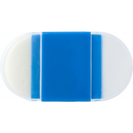 Eraser with pencil sharpener., cobalt blue