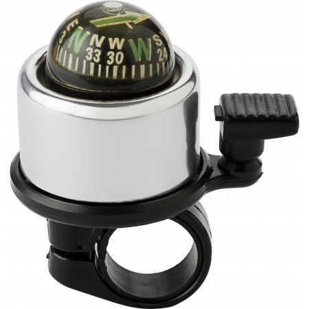 Aluminium bicycle bell with compass., silver