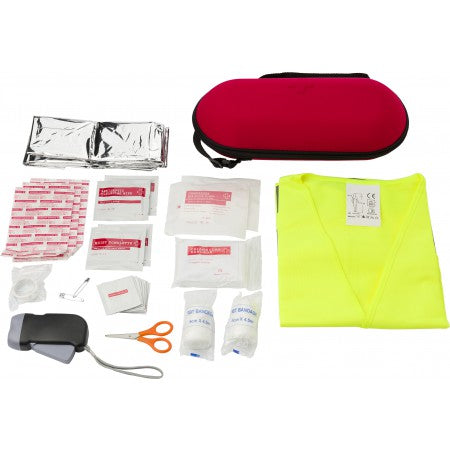 Car emergency first aid kit., red