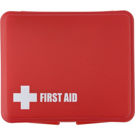 First aid kit in a plastic box, 10pc, red