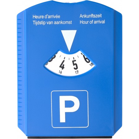 Parking disc and ice scraper, cobalt blue