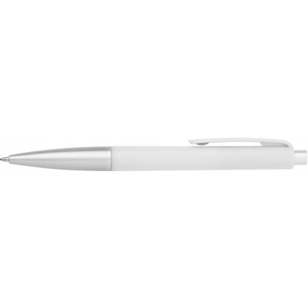 Plastic ballpen with blue ink., white