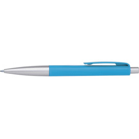 Plastic ballpen with blue ink., light blue