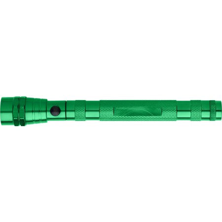 Telescopic aluminium flash light, green