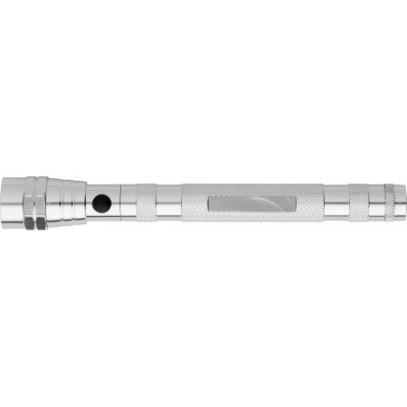Telescopic aluminium flash light, silver